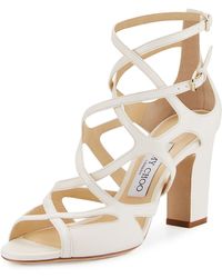 Jimmy Choo Dillan Leather Block-heel Sandal - White