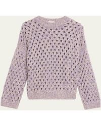 Brunello Cucinelli - Sparkling Cashmere Mohair Crewneck Sweater - Lyst