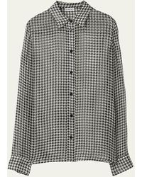 Burberry - Houndstooth Button-front Blouse - Lyst