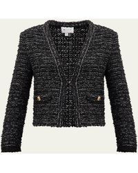 MILLY - Cropped Boucle Tweed Jacket - Lyst
