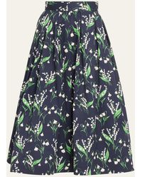 Carolina Herrera - Floral-print Pleated Full Midi Skirt - Lyst