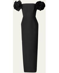 Carolina Herrera - Off Shoulder Column Gown With Flower Detail - Lyst