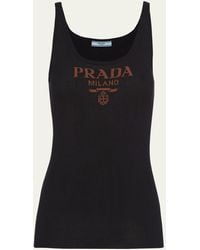 Prada - Logo-print Slim Knit Tank Top - Lyst