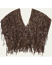 Brunello Cucinelli - Sequin Macrame Embroidered V-Neck Sweater - Lyst