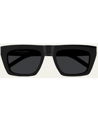 Saint Laurent - Ysl Acetate Flat-top Rectangle Sunglasses - Lyst