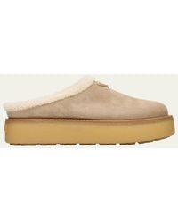 Prada - Suede Shearling Cozy Platform Mules - Lyst