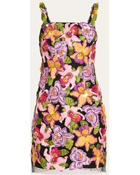 Carolina Herrera - Floral Embroidered Mini Dress - Lyst