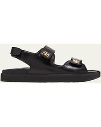 Givenchy - 4g Leather Strap Flat Sandals - Lyst