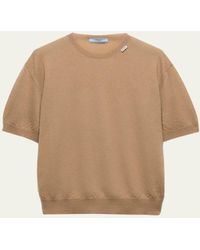 Prada - Cashmere Short-Sleeve Crewneck Sweater - Lyst