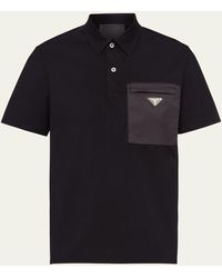 Prada - Satin-patch Logo Polo Shirt - Lyst