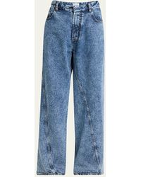 Alaïa - Twisted-Hem Wide-Leg Acid Denim Jeans - Lyst
