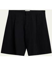 The Row - Sayed Pleated Wool Gabardine Shorts - Lyst
