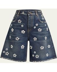 Marc Jacobs - Daisy Sequined Wide-Leg Denim Bermuda Shorts - Lyst