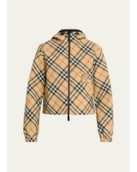 Burberry - Reversible Check Crop Zip Jacket - Lyst