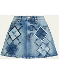 Marc Jacobs - Argyle Patchwork Denim Mini Skirt - Lyst