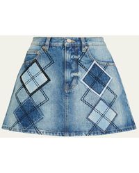 Marc Jacobs - Argyle Patchwork Denim Mini Skirt - Lyst