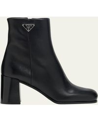 Prada - Calfskin Block-heel Ankle Boots - Lyst