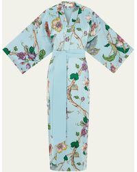 Olivia Von Halle - Queenie Floral-print Silk Kimono Robe - Lyst