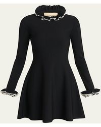 Valentino Garavani - Ruffle-Trim Knit Mini Sweater Dress - Lyst
