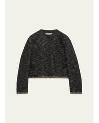 Prada - Tweed Double-Hem Single-Breasted Jacket - Lyst