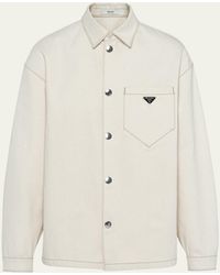 Prada - Natural Denim Snap-front Shirt - Lyst