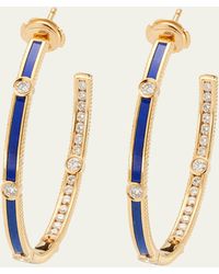 Viltier - Rayon Lapis Extra-large Hoop Earrings In 18k Yellow Gold And Diamonds - Lyst