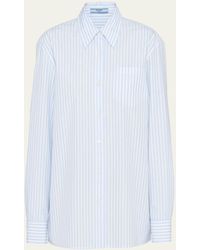 Prada - Jacquard Logo Poplin Button Up Shirt - Lyst