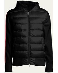 Moncler - Puffer Body Knit-sleeve Hooded Jacket - Lyst