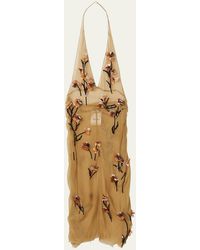 Miu Miu - Floral-embellished Chiffon Halter Dress - Lyst