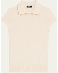 Theory - Cap-sleeve Cotton And Merino Wool Polo Top - Lyst