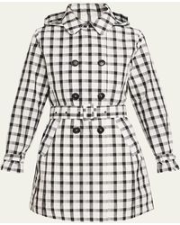 Jane Post - Double-Breasted Check Taffeta Trench Coat - Lyst