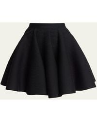 Alaïa - Ribbed Wool Fit-flare Mini Skirt - Lyst
