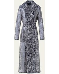 Akris - Iman Silk Organza Trench Coat With Asagao Striped Embroidery - Lyst