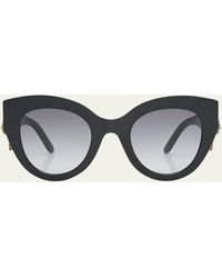 Alexander McQueen - Acetate Round Sunglasses W/ Crystal Skull Detail - Lyst