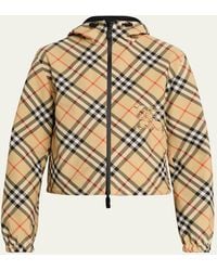 Burberry - Reversible Check Crop Zip Jacket - Lyst