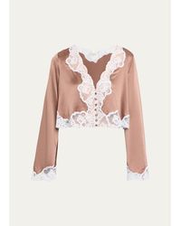 LoveShackFancy - Elarine Lace-Trim Cropped Top - Lyst
