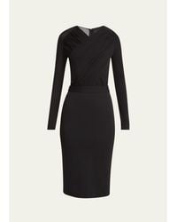 Giorgio Armani - Ruched Jersey Long-Sleeve Midi Dress - Lyst