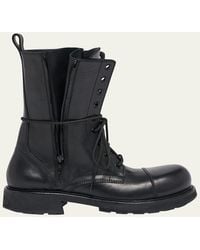 Balenciaga - Truck Leather Lace-Up Combat Boots - Lyst