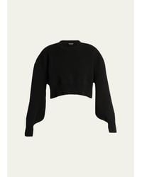 Tom Ford - Wool-Cashmere Blouson-Sleeve Crop Sweater - Lyst