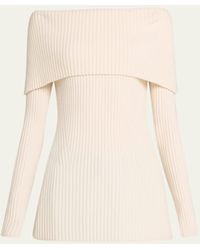 Jason Wu - Off-shoulder Ribbed Wool Cashmere Sweater - Lyst