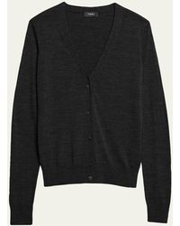 Theory - V-neck Button-front Regal Wool Cardigan - Lyst
