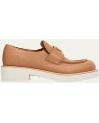 Prada - Leather Triangle Logo Casual Loafers - Lyst