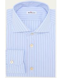 Kiton - Wide Striped Cotton Dress Shirt - Lyst