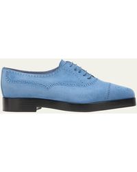 Manolo Blahnik - Bation Perforated Suede Derby Loafers - Lyst