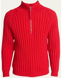 Loewe - Fisherman Ribbed Wool Half-zip Sweater - Lyst