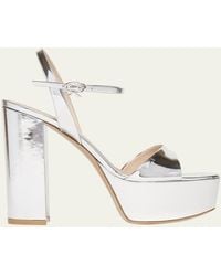 Gianvito Rossi - Metallic Ankle-Strap Platform Sandals - Lyst