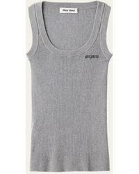 Miu Miu - Scoop-Neck Rib Knit Cotton Tank Top - Lyst