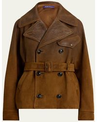 Ralph Lauren - Eldridge Degrade Suede Leather Belted Moto Jacket - Lyst