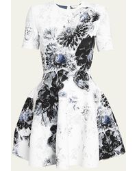 Alexander McQueen - X-ray Floral Print Flare Mini Dress - Lyst