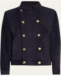 Brunello Cucinelli - Double-Breasted Leather Jacket - Lyst